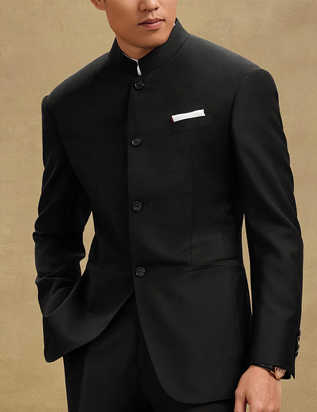 Men's Stand Collar Traditional Blazer Jacket Chinese Dress Coat Casual Formal