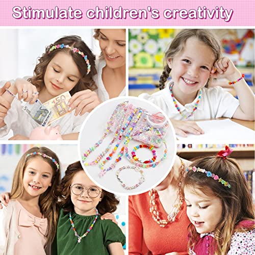 Image of UPTYK Beads for Kids Crafts Children's Jewelry Making Kit DIY Bracelets Necklace Hairband and Rings Craft Kits Birthday for 4, 5, 6, 7-Year-Old Little Girls-Multicolor (DIYBeadsSet-1)