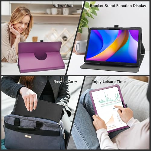 Kompatybilny z TECLAST Artpad Pro, obracany o 360° PU Skórzany pokrowiec na HUION Kamvas Slate 13, fioletowy