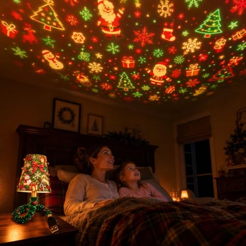 Christmas Projector Indoor Tree Shape Living Room Bedroom USB Holiday Lamp | Christmas projector indoor, tree shaped design USB powered plug in use Santa reindeer snowman snowflake patterns cozy nights - image 3