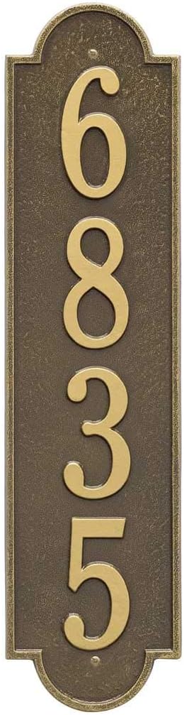 Personalized Cast Metal Vertical Address Plaque - Custom House Number Sign # 98440F