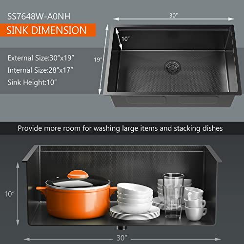 30 Inch Undermount Kitchen Sink,16 Gauge Stainless Steel Workstation Sink With Cutting Boards,Honeycomb Pattern Pvd Gunmetal Finish Single Bowl Outdoor Kitchen Sink, Racks - Dark Gray #TOP1