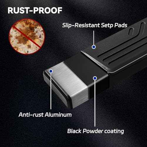 Estribos laterales de aluminio negro para camioneta Crew Cab miniatura 4