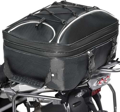 chuqisheji シートバッグ 二段式 20-30L大容量 リアボックス バイク用リアボックス ツーリングバッグ ヘルメットバッグ 容量拡張機能 防水 耐久性 仕分けポケット内蔵 防水カバー付き 固定ベルト付き ショルダーストラップ 20L-30L