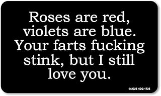 Honey Dew Gifts, Your Farts Stink But I Still Love You, Funny Fridge Magnet, Aluminum Refrigerator Magnets, Locker Decorations, 2.15 inch by 3.65 inch, HDG-1725