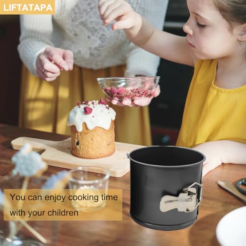 LIFTATAPA 4Pcs Springform Pan (4inch, 5inch, 6inch, 7inch), Non-stick Cake Tin for Baking, Detachable Bottom Carbon Steel Cheesecake Mold Deep Dish Pans Round Cake Molds(Black) by LIFTATAPA - Image 4