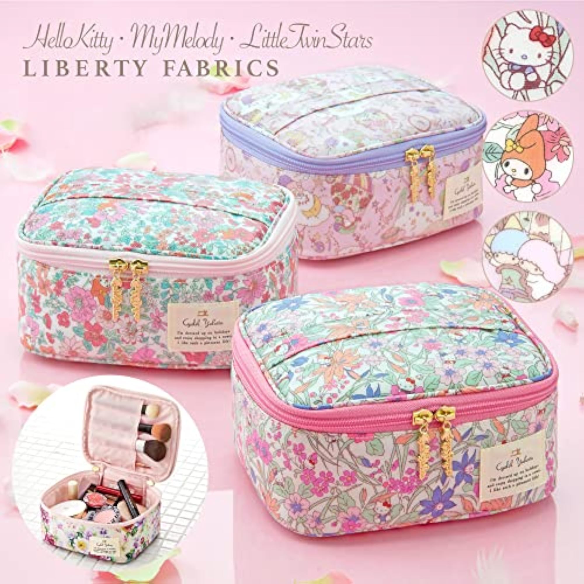 Sharel LC Vanity Case, Floral Pattern Makeup Pouch