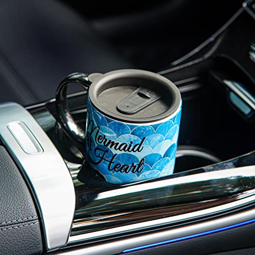 Topadorn Reusable Ceramic Travel Mug With Lid And Handle Gift For Coffee Lovers Ceramic Coffee Mug Ceramic Latte Teacup Ceramic Milk Mug In Color Box 17 Oz, Mermaid Art Tea Mug #TOP5