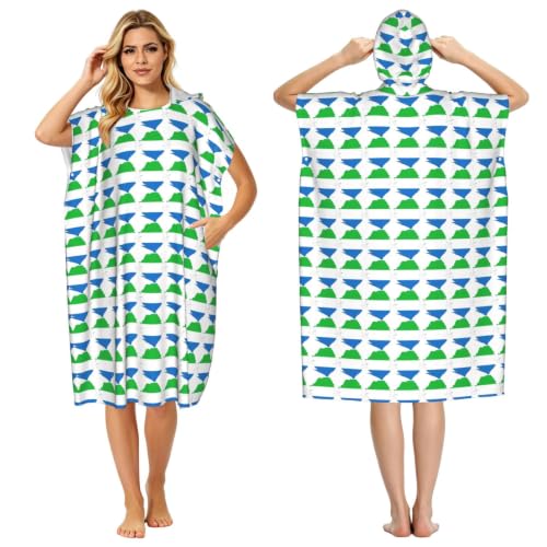 UVBDF Sierra Leone Flag Map Print Poolside Changing Poncho Adult Hooded Towel For Seaside Surfing