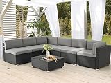 AECOJOY 7 Piece Patio PE Rattan Wicker Sofa Set, Outdoor Sectional Conversation Furniture Chair Set