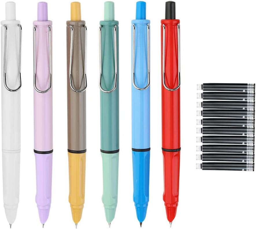 Retractable Fountain Pen Refillable Ink Pen Flowing Fountain Pen 0.38 mm Retractable Printing Pen for Journaling Calligraphy Gift Items A