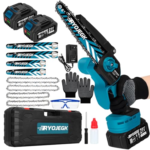 RYOJEGK 8 Inch & 6 Inch Brushless Mini Chainsaw,Cordless Portable Chain Saw