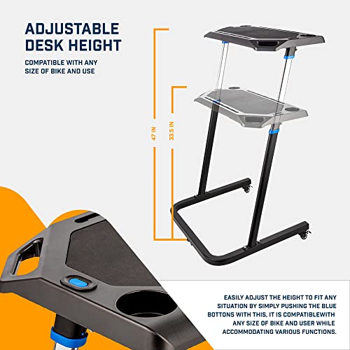 Portable Multi-Tasking Bike Trainer Fitness Desk – With 4-Tier Riser Block For Front Wheel With Anti-Skid Design #TOP3