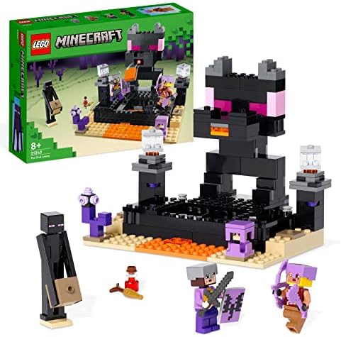 LEGO 21242 Minecraft Arena Endu, Zestaw Bitewny Gracz Kontra Gracz z Modelem Smoka Kresu i Figurką Endermana, Zabawka Akcji dla Dzieci od 8 Lat