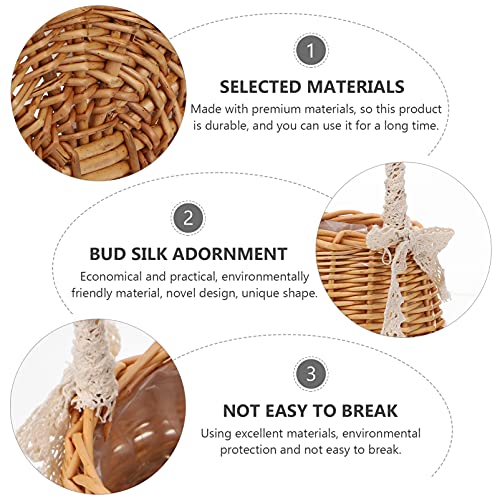 Cabilock Cesta de armazenamento de tecido à mão, cesta de flor de ratã, cesta de vime, bandeja de se