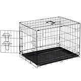 Sweetcrispy 30 Inch Single Door Dog Crate, Metal Pet Kennel with Secure Lock, Foldable Design, Removable Tray for Easy Cleaning, Portable Puppy Cage for Small Dogs, Ideal for Training & Travel