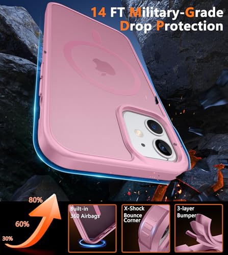 Image of FNTCASE for iPhone 12 Phone Case: for iPhone 12 Pro Magnetic Matte Textured Military Grade Drop Protection Translucent Cell Cover - Slim Durable Shockproof Protective Bumper