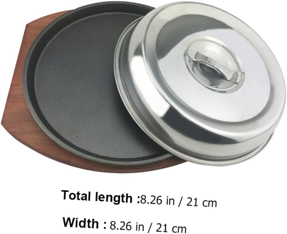 Luxshiny 1Set Non Stick Teppanyaki Grill Plate with Base Bbq Stovetop Grill for Sizzling Meat for Indoor and Outdoor Cooking