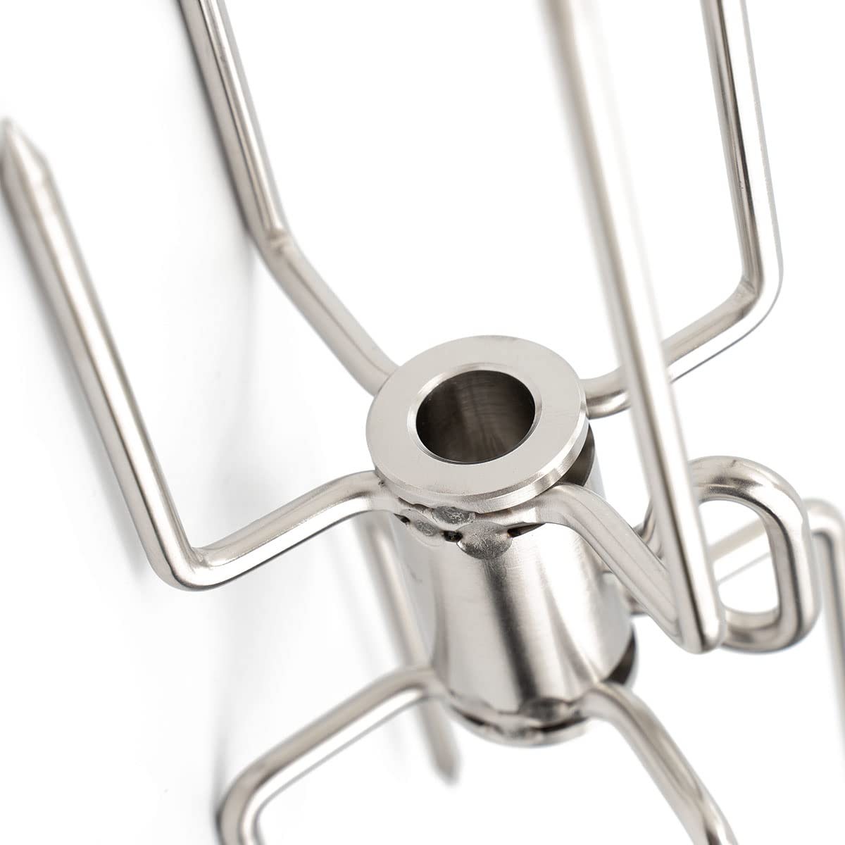 SANTOS Edelstahl Doppel-Fleischklammer, Krallen, Spießgabel, Edelstahl für Drehspieße mit Ø8-10mm - Vierkant Doppel-Forken für Gasgrill-/ Kugelgrill-Rotisserie