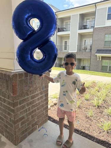 Image of 8 Balloon Numbers Birthday Decorations, 40In Navy Blue Balloons for Party | Eye-catching Appearance, Perfect Decorative Centerpieces, Convenient Self-sealing Structure, Widely for Various Occasions