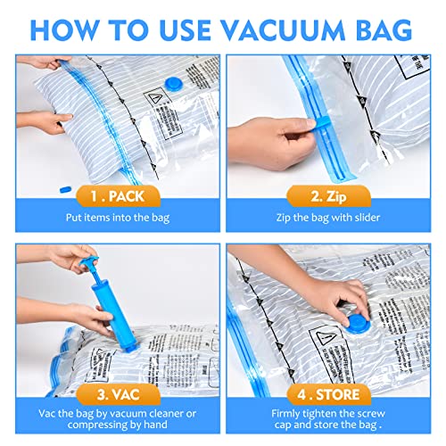 Dbdszyh Vacuum Compression Storage Bags With Hand Pump Reusable Vacuum Sealer Compression Space Saver Bag - 8-Pack (Jumbo) #TOP6