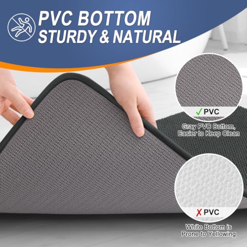Image of OLANLY Memory Foam Small Bathroom Rugs 24x16, Absorbent Bath Mat, Dark Grey | Soft Quick Dry Bath Rugs, Non-Slip Carpet, Machine Washable Mat for Bathroom Floor, Tub and Shower, Home Decor Accessories