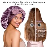 Umisleep 22 momme czapka do spania ze 100% jedwabiu morwowego, dwustronna, miękka, dla kręconych włosów, oddychająca, regulowana, szeroka taśma do mocowania na głowie, fioletowa, liliowy