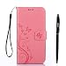 Produktbild Alfort Samsung Galaxy A5 (2017) Hülle, Samsung Galaxy A5 (2017) Schutzhülle, Lederhülle PU Leder Tasche Cover Wallet Case für Samsung A5 2017 Smartphone Schmetterling (Rosa) + Stylus Pen