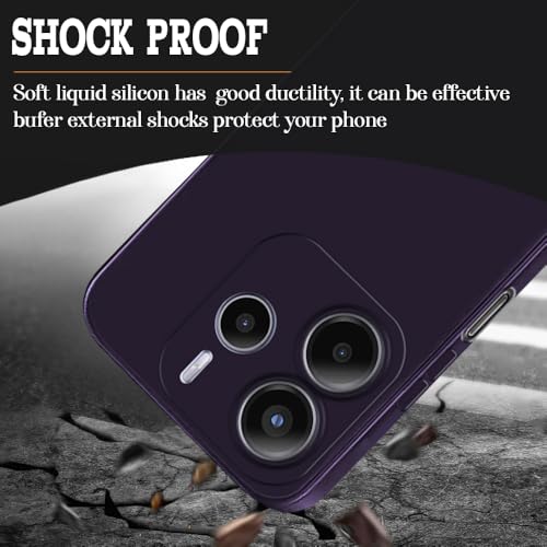Image of Back Cover for Mi Redmi Note 14 5G | Full Camera Protection | Premium Liquid Silicon Case | Flexible Bumper Case for Mi Redmi Note 14 5G (Purple)