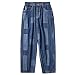 NP Pantalones para Hombres Jeans Casuales Sueltos Irregular Pantalones de Pierna
