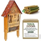Grand hôtel à insectes résistant aux intempéries XXL en bois – Grand hôtel à abeilles XXL, hôtel à insectes avec piquet de sol, à suspendre ou à poser, hôtel pour abeilles sauvages & maison pour