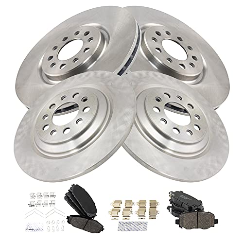 TRQ Front and Rear Brake Pad & Rotor Kit Brake Pads Brake Rotor Ceramic Compatible with 2016-2021 Jeep Cherokee