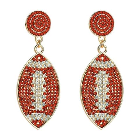 Fuqimanman2020 Colorful Rhinestone Football Earrings Cover