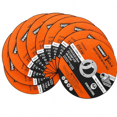 Image of Dunnet Tools 50pc 115mm Metal Cutting Discs – Ultra Thin Heavy Duty Angle Grinder Cutting Wheels for Fast Clean Cuts, Grinding & Metalwork