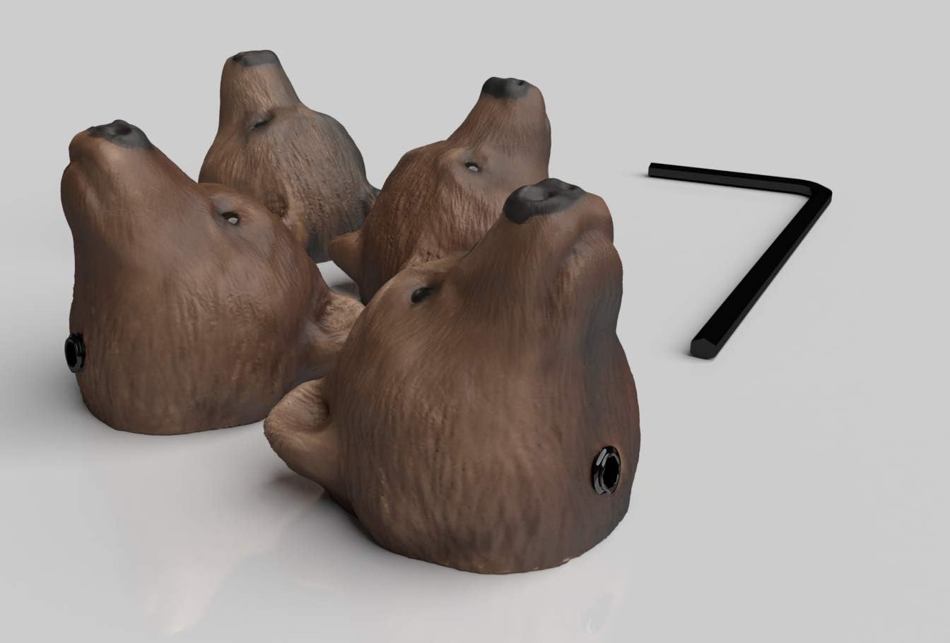 Xentric Guitars - MOUNTAIN ANIMALS Grizzly Bear Guitar Knobs 6mm (4 Knobs, Black Set Screws)