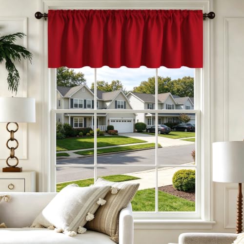 Ladity Red Extra Wide Window Valance for Bedroom Living Room Valance Topper