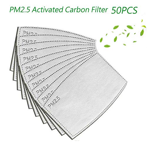 50 Pcs 5 Layers Replaceable Anti Haze Filters PM2.5 Activated Carbon Filter, Protective