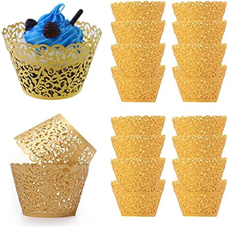 WSERE 60 Pieces Gold Cupcake Wrappers