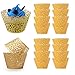 WSERE 60 Pieces Gold Cupcake Wrappers, Lace Liner Muffin Paper Cake Wraps Decorations, Safety Health for Wedding Party Birthday Decor
