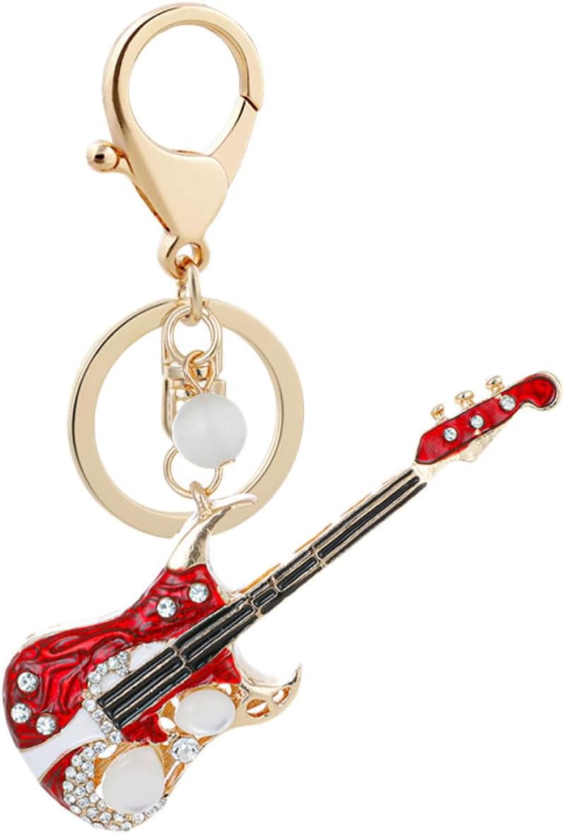 Metal Guitar Keychain Decoration Red Creative Gift