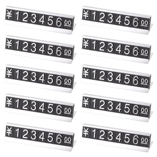 10Pcs Price Display Jewelry Price Tag Stand Adjustable Metal Stand Retail Pricing Label Display Stands for Retail Shop Jewelry Display (Silver)