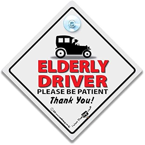 iwantthatsign.com Elderly Driver Car Sign, Joke OAP Baby on Board Style Suction Cup Car Sign, Old Car Driver Sign Cover