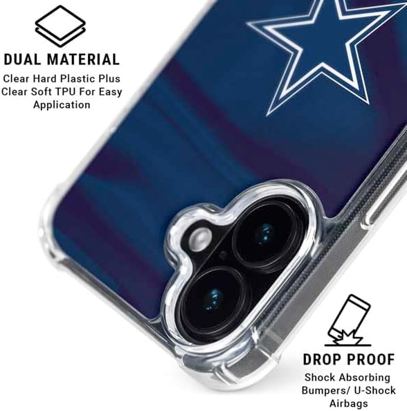 Skinit Clear Phone Case Compatible with iPhone 17 - Officially Licensed NFL Dallas Cowboys Design