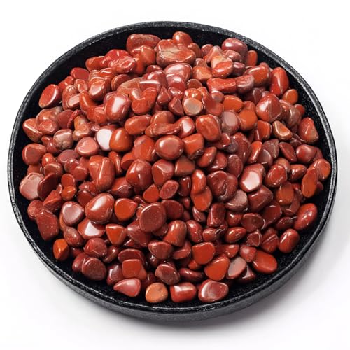 Image of Polished Red Jasper Crystal Chips Bulk 200 Pcs - 0.3 inch Small Colorful Tumbled Stone Chips Rocks, 10 oz Crushed Sea Glass Vase Filler Stones for Healing, Reiki, Crafting, Home Decor