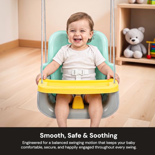 Image of Baybee 3 in 1 Baby Swing Chair | Hanging Jhula for Kids with Removable Food Tray | Baby Swing Jhula with Safety Guard & Backrest | Secure Seat Belt jhula for Kids 0 to 3 Years