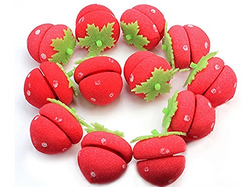 AENMIL Strawberry Sponge curlers Hair Roll Ball Salon Supplies Beauty curls Tool - 2bags(12pcs)