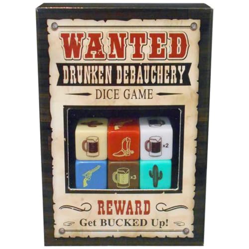 Juego de dados para fiestas Wanted Drunken Debauchery divertido con retos