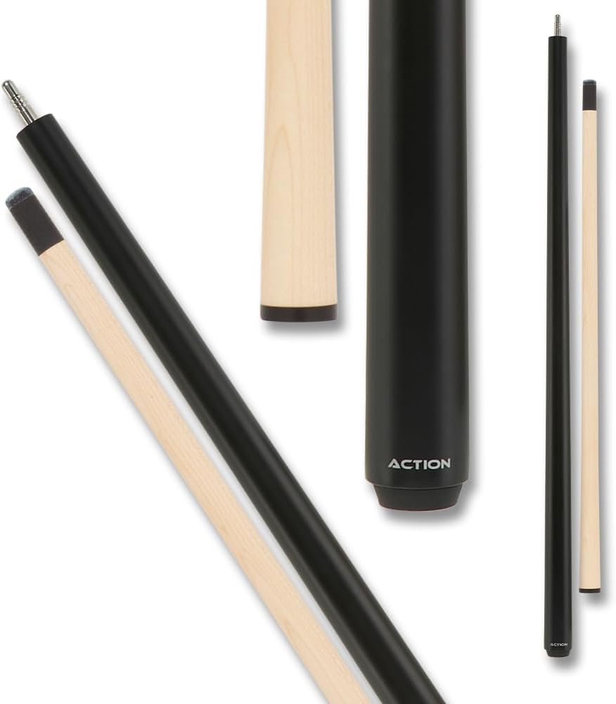 Action Mass?? Pool Cue, 14mm Soft Elk Master Tip, Stiff Shaft, 46.5-inch Long Cue for Complicated Mass?? Shots, for Artistic Pool - Black Matte, 25oz