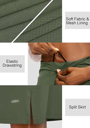 Viodia Women's 20" Knee Length Skorts Skirts Athletic Tennis Golf Skirt For Women Modest Sports Casual Summer Skirt With 5 Pockets Army Green #TOP3