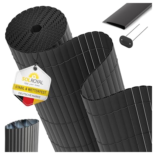 Sol Royal PVC Sichtschutzmatte 180x300 cm Dreifache Verstärkung – Sichtschutzzaun Kunststoff inkl. Clips & Abdeckleiste – Gartenzaun Windschutz Balkon Sichtschutz wetterfest UV-beständig – Anthrazit